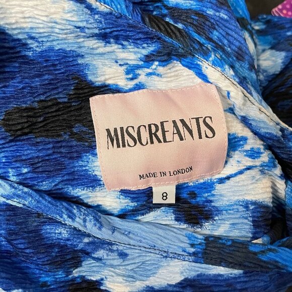 NWOT MISCREANTS One-Shoulder Ruched Mini Dress in Blue Tie Dye - Picture 10 of 12